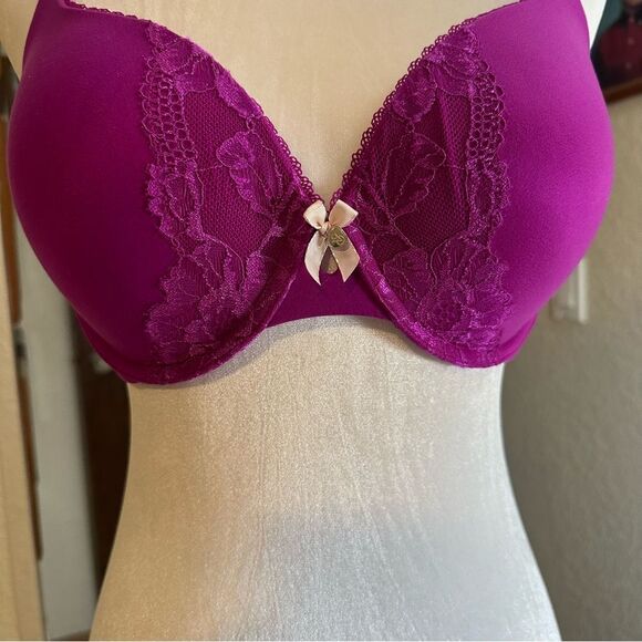 Victoria' Secret‎ Padded Perfect Coverage Bra Size 34DD Raspberry - Picture 4 of 9